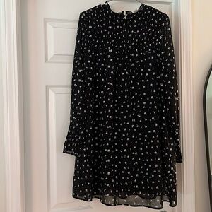 Long black and white floral top.